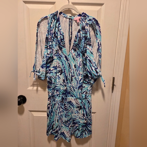 Lilly Pulitzer Pants - Lilly Pulitzer Bryce Romper Medium Bright Navy Crash the Bash